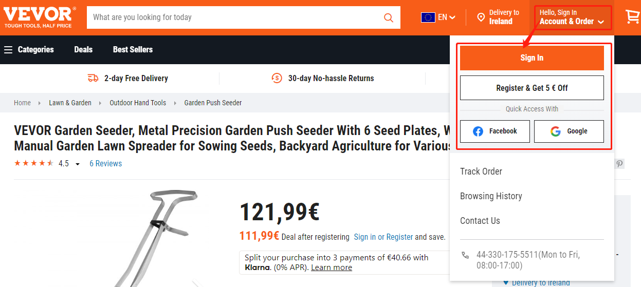 VEVOR Registration Price Better Price for Registered Users