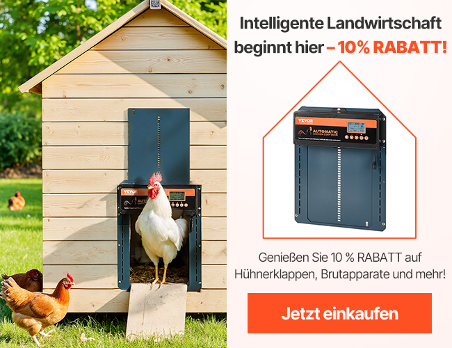 Genießen Sie 10 % RABATT auf Hühnerklappen, Brutapparate und mehr!