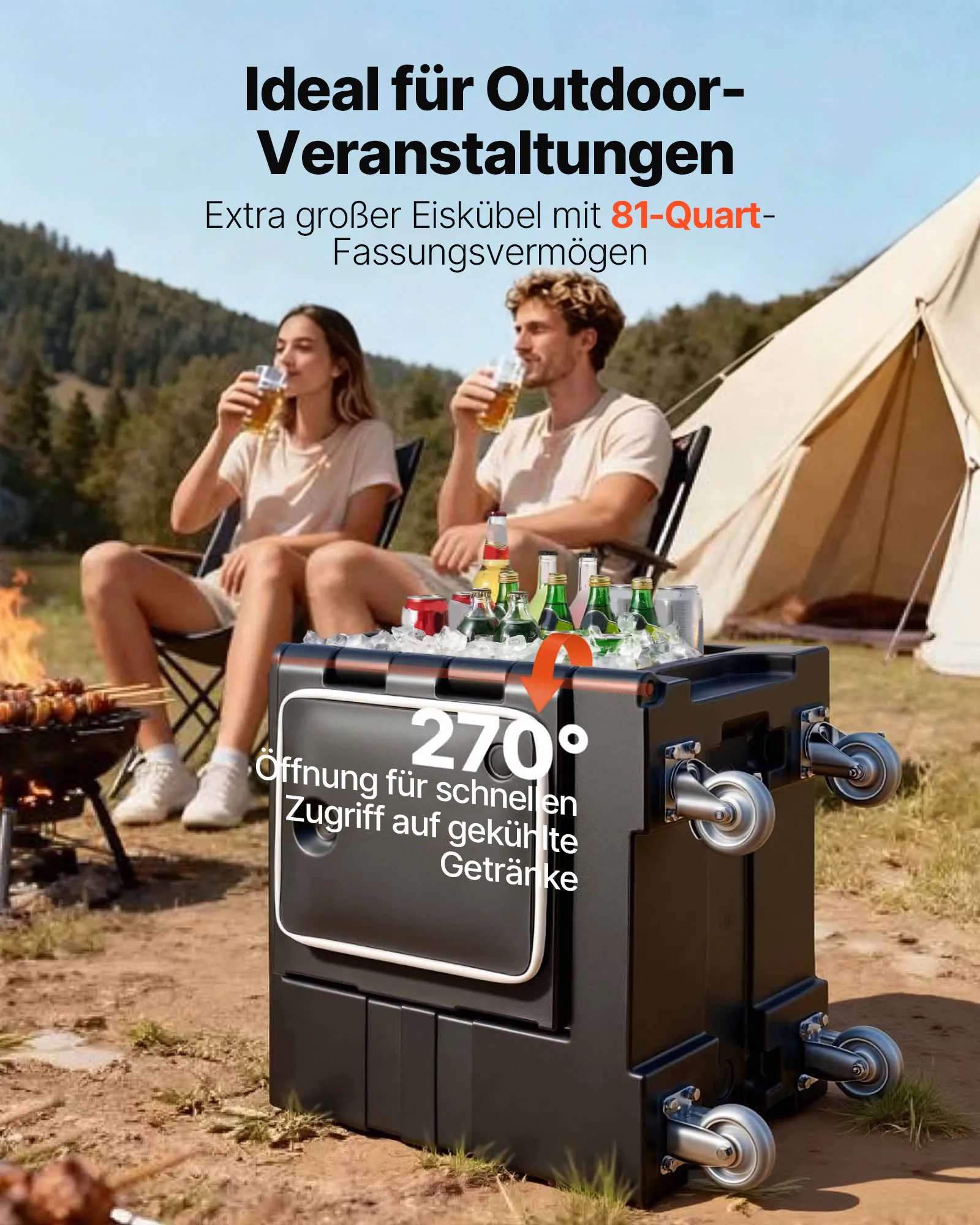 VEVOR Isolierter Speisenbehälterträger Warmhaltebox für Gastronomie 75 L, Speisenbehälter mit Doppelschnallen & Griffen, Speisenbehälterträger Lebensmitteltransportbox für Restaurant Schwarz (ohne Tablett)