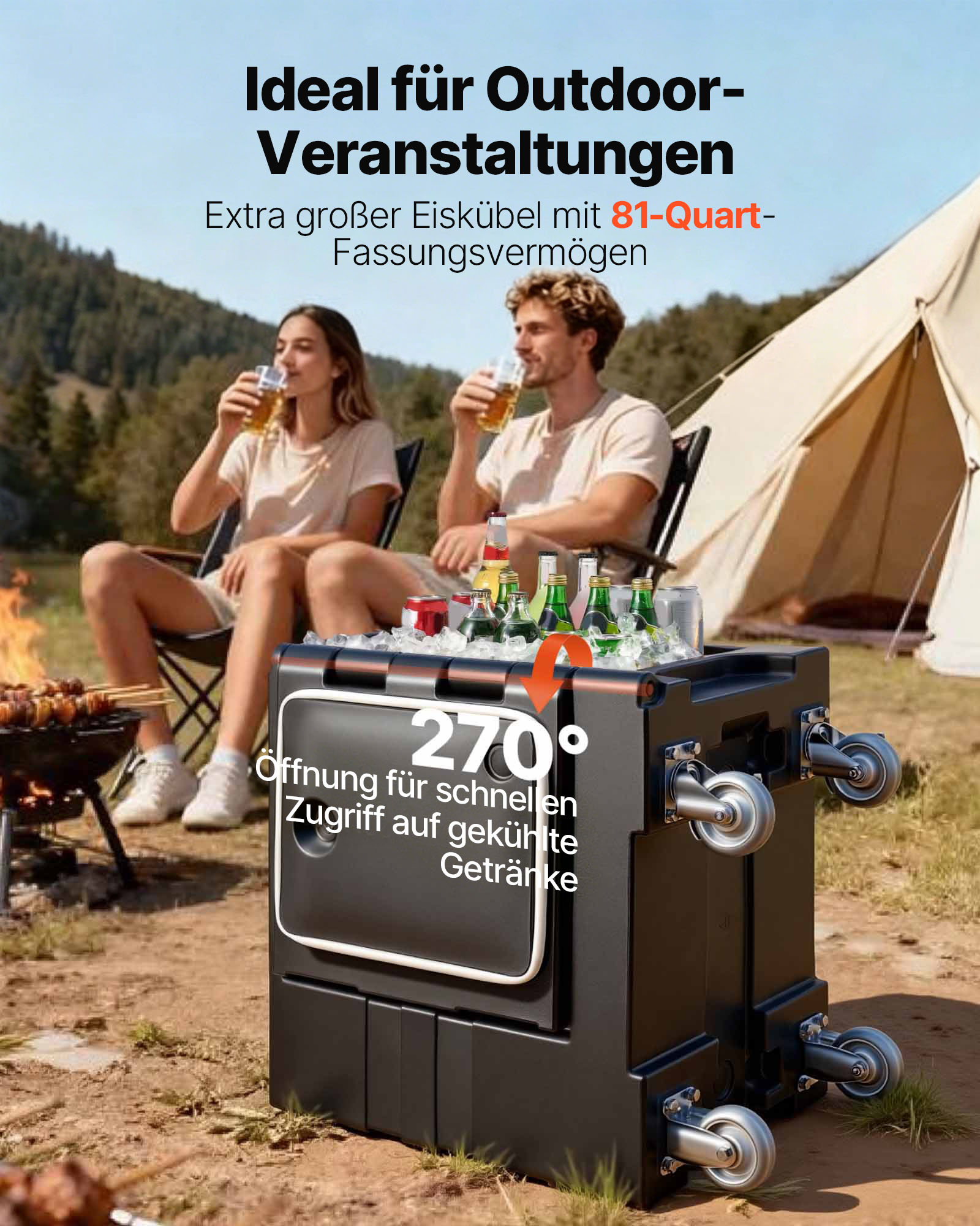 VEVOR Isolierter Speisenbehälterträger Warmhaltebox für Gastronomie 75 L, Speisenbehälter mit Doppelschnallen & Griffen, Speisenbehälterträger Lebensmitteltransportbox für Restaurant Schwarz (ohne Tablett)