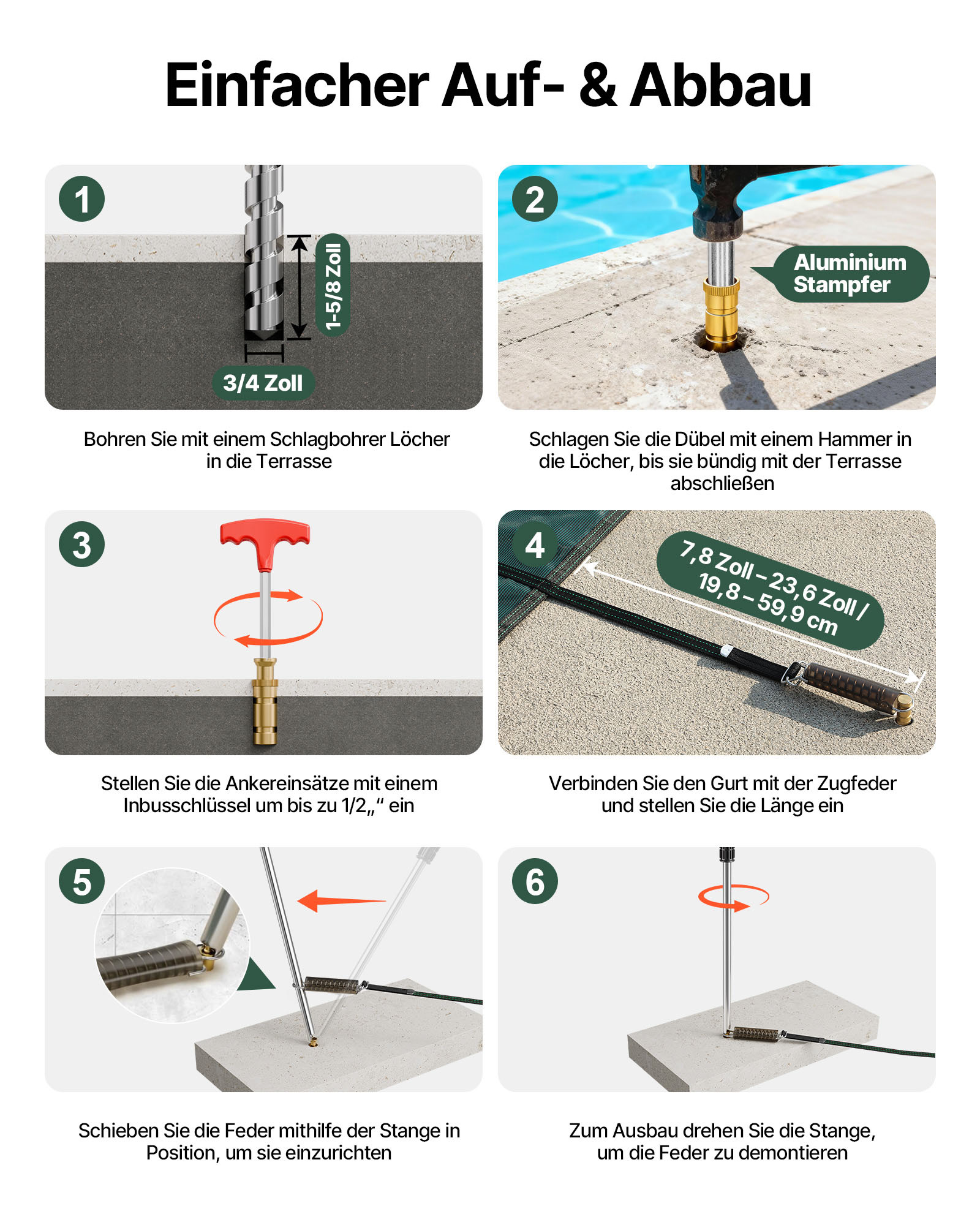 VEVOR Pool Abdeckplane, Passend für Rechteckige, Eingelassene Pools (4,9 x 9,8 m), Sicherheitsabdeckung mit Ablauflöchern, Blickdichte Netzabdeckung für Schwimmbecken, Winterabdeckplane, Grün