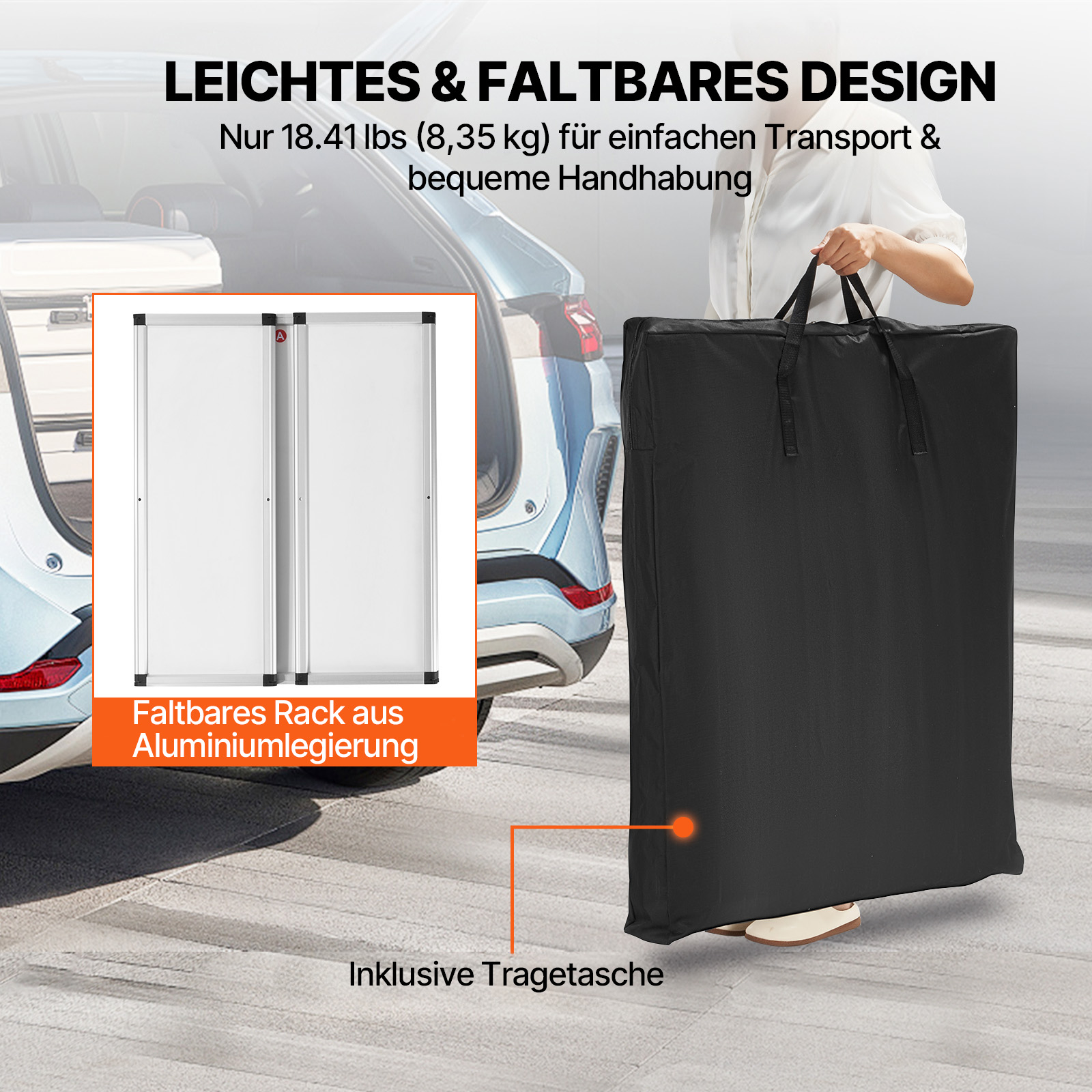 VEVOR Tragbare Messetheke Messetresen, 78,5 × 38 × 181,5 cm Messestand Ausstellungs-Thekenständer, Faltbarer Promotion-Einzelhandels-Bartisch, Rezeption Messestand mit Aufbewahrungsregal, Tragetasche