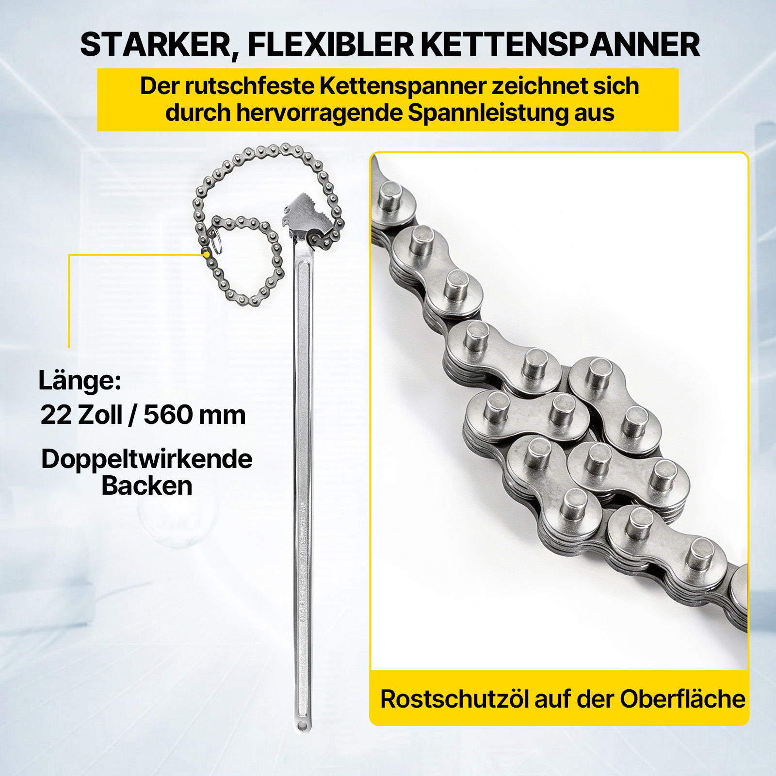 VEVOR 61 cm Rohrkettenschlüssel Heavy Duty 17 cm Kettenschlüssel