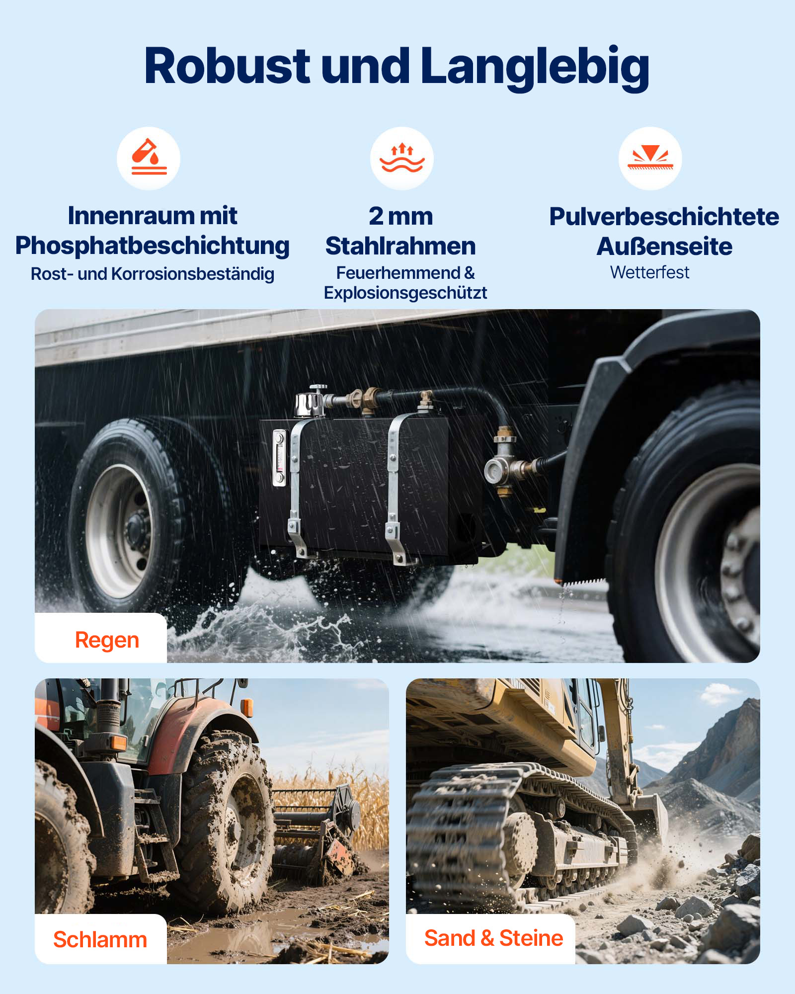 VEVOR Hydraulikflüssigkeitstank, 38 L, Kraftstofftank, robuster hydraulischer Stahltankbehälter, Hydraulikbehälter mit Sieb, Temperaturanzeige, Filter, Entlüftungskappe für Traktoren und LKWs