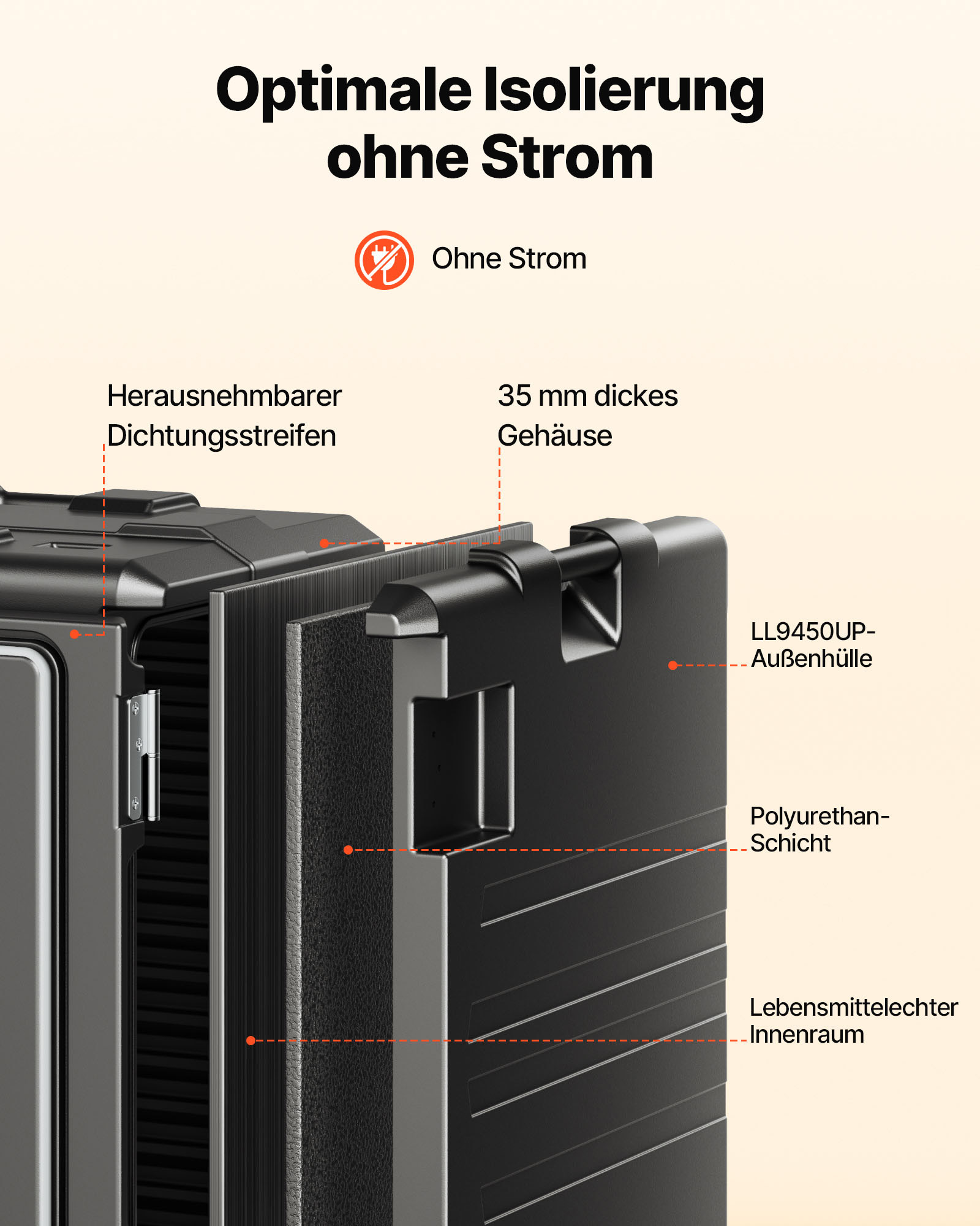 VEVOR Isolierter Lebensmittelbehälter-Träger, Frontlader, Catering-Box mit Rädern, 103 L, Schwarz
