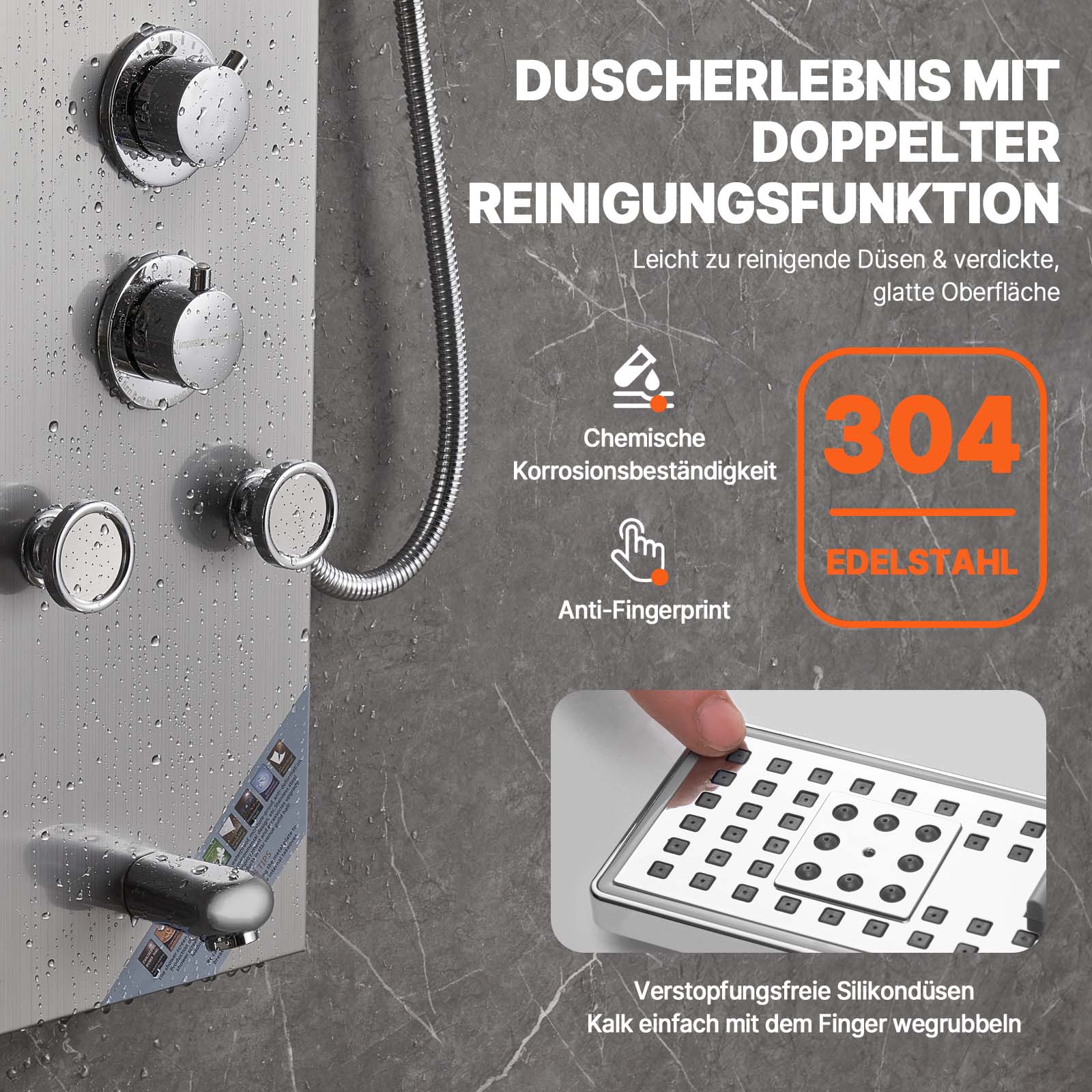 VEVOR Duschpaneelsystem, 6 Duschmodi, LED- und Bildschirm-Wasserkraft-Duschpaneelturm, Regenfall, Wasserfall, 5 Massagedüsen, Wannenauslauf, Handbrause, wandmontiertes Duschset aus Edelstahl