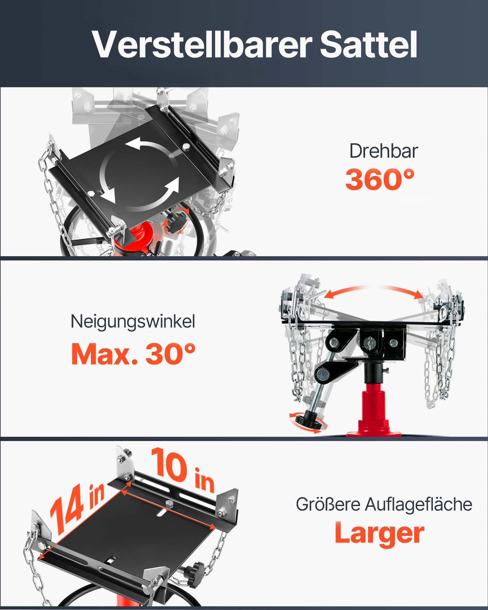 VEVOR Getriebeheber Motorheber 500 kg, Motorblock Getriebe Heber 85-170 cm Hubbereich, Faulenzer hydraulischer Wagenheber kfz heber Motorblock Heber Motorheber Autowerkstätten Autogetrieben, Orange