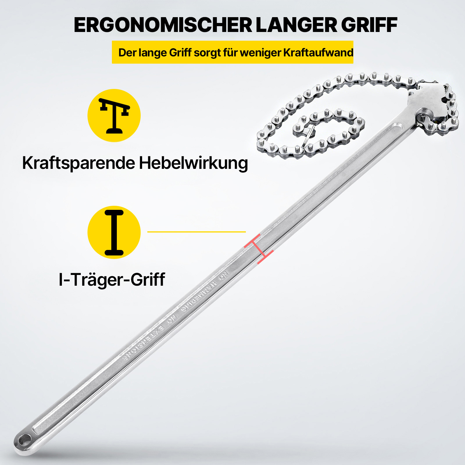 VEVOR 61 cm Rohrkettenschlüssel Heavy Duty 17 cm Kettenschlüssel