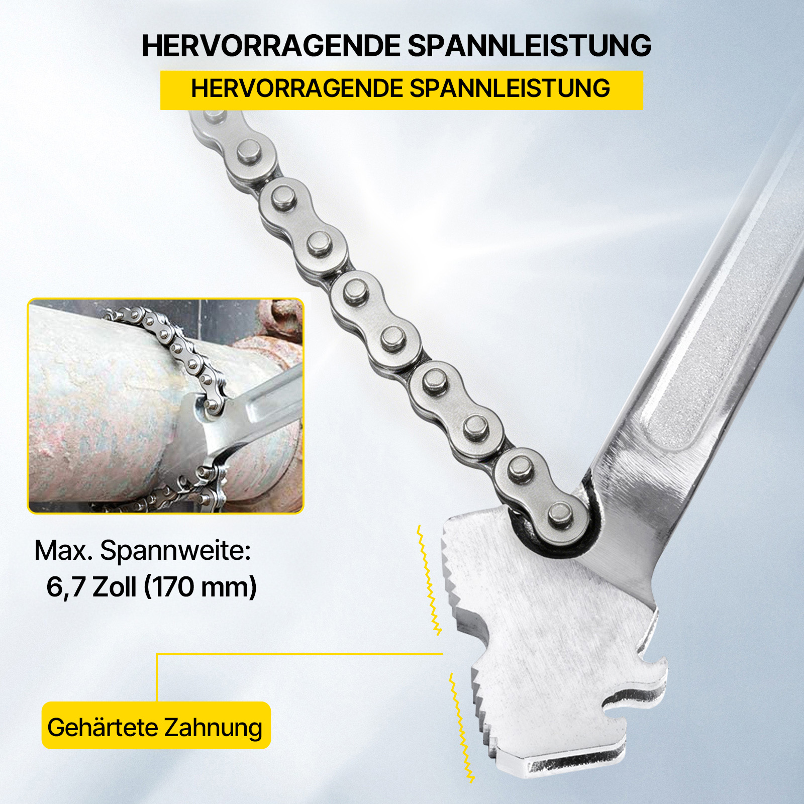 VEVOR 61 cm Rohrkettenschlüssel Heavy Duty 17 cm Kettenschlüssel
