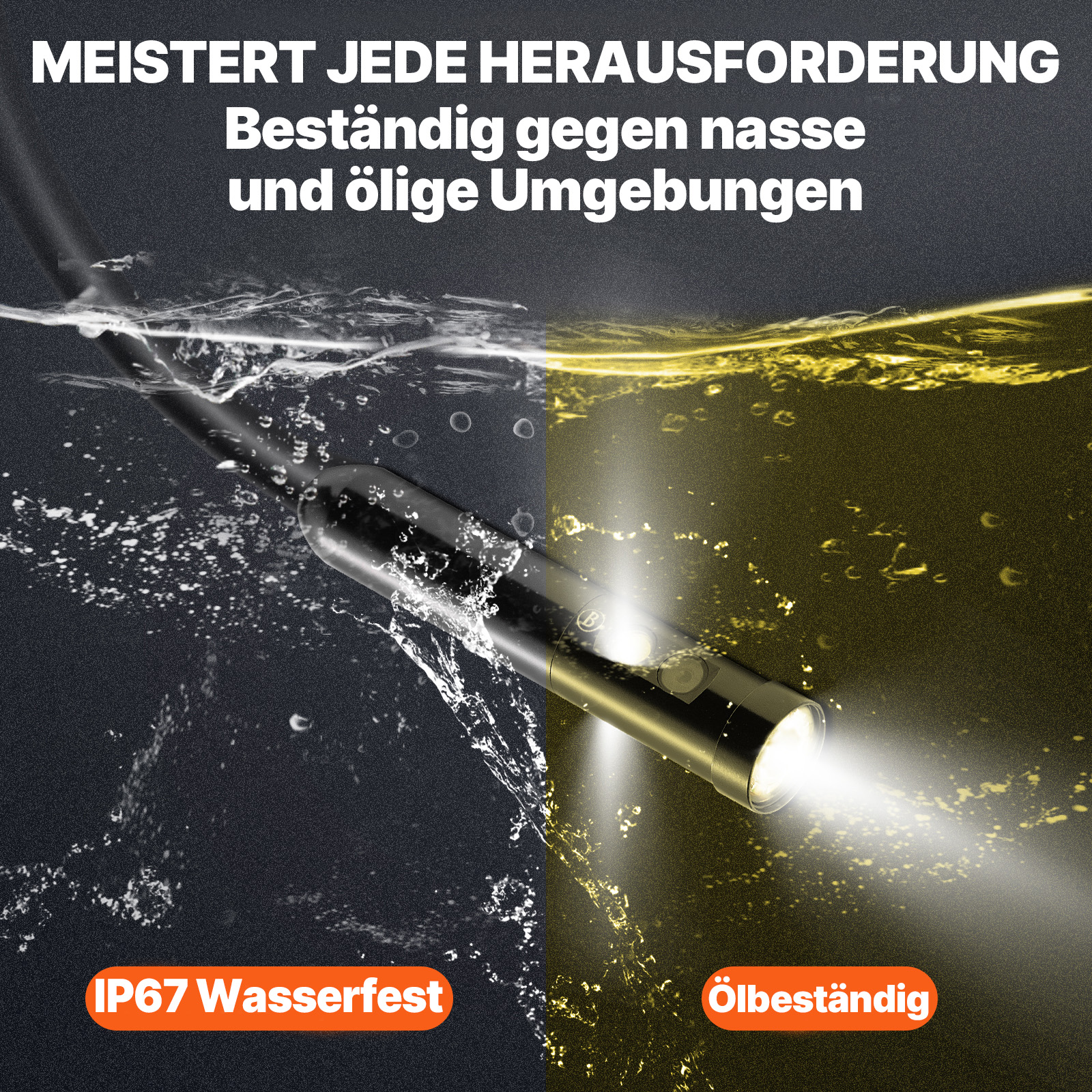 VEVOR Endoskopkamera mit Licht Dreifach Linsen Industrie Endoskop 4,5" IPS Bildschirm Inspektionskamera 1920x1080 Wasserdichtes Rohrkamera Inspektion von Automotoren Abwasserkanälen HVAC-Kanälen