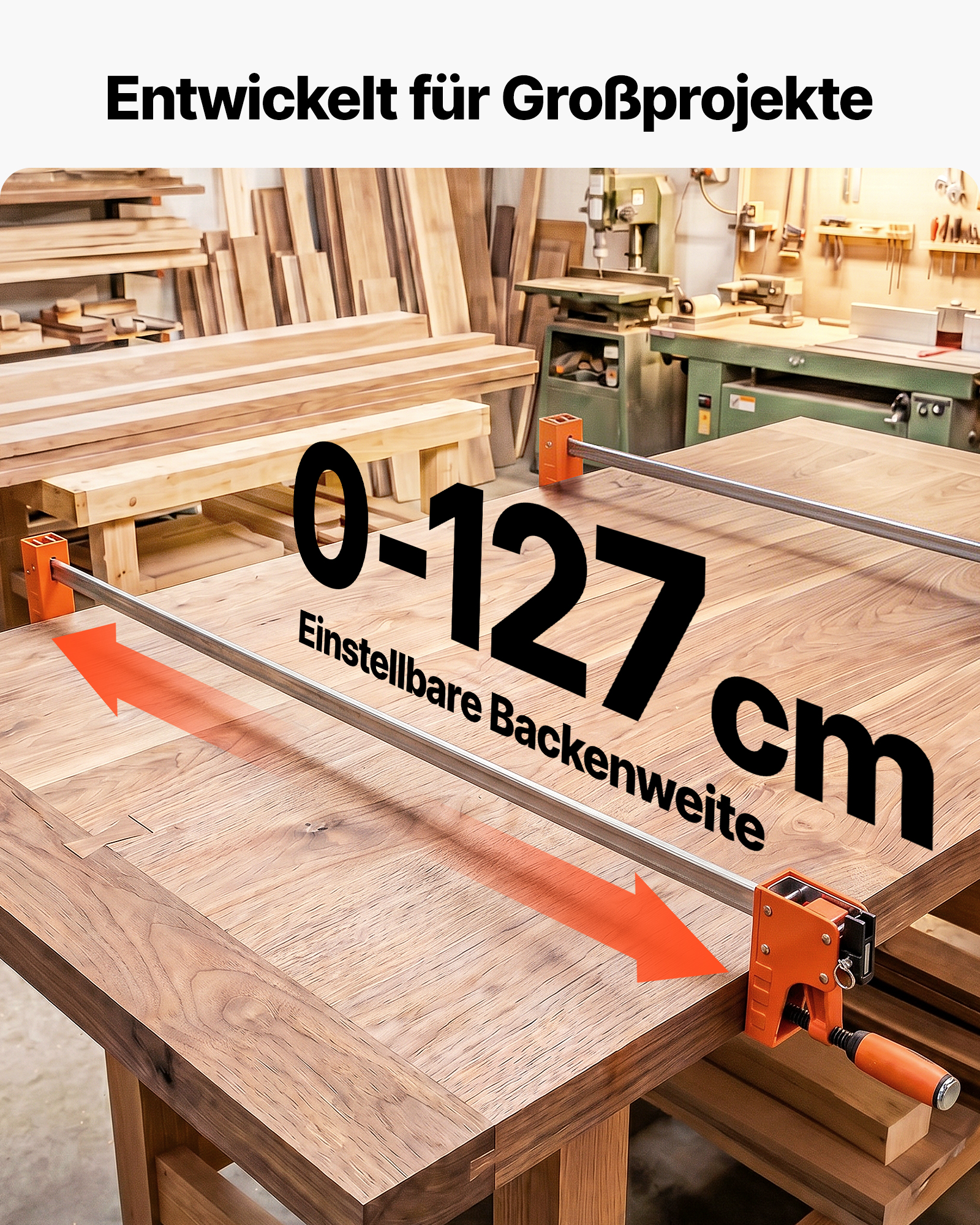 VEVOR Stangenklemmen für die Holzbearbeitung, 2er-Pack, 127cm Parallelklemmen-Set, 499 kg Last