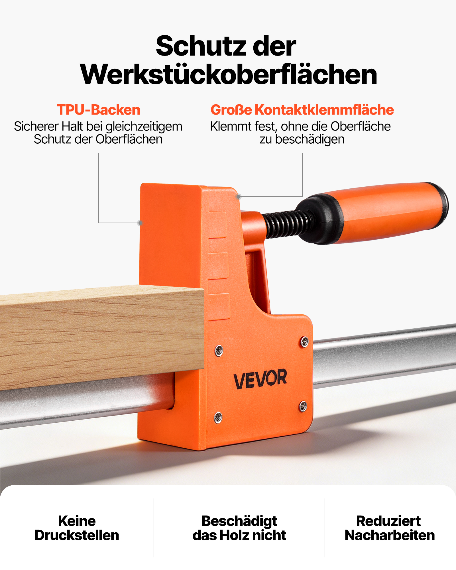 VEVOR Stangenklemmen für die Holzbearbeitung, 2er-Pack, 127cm Parallelklemmen-Set, 499 kg Last
