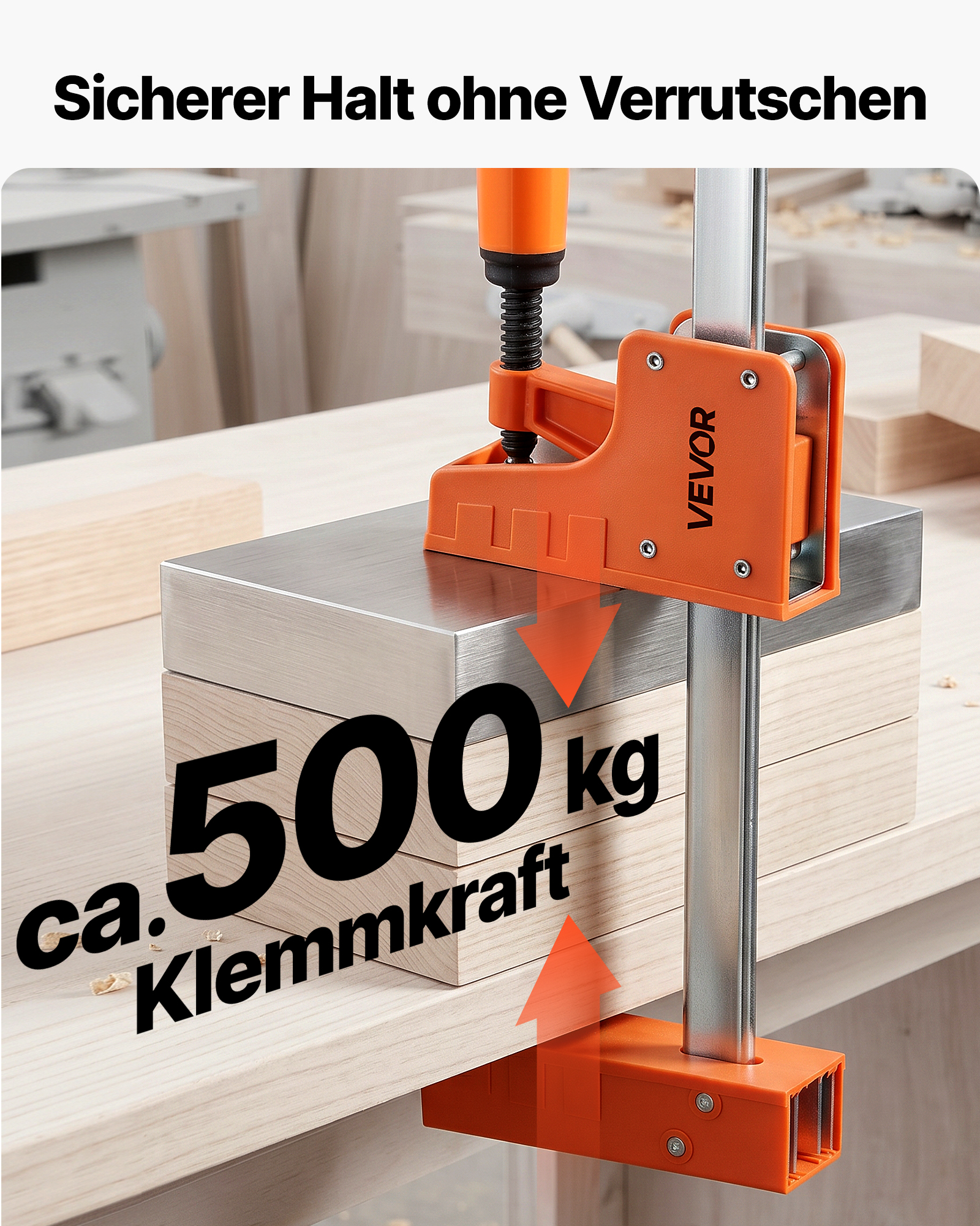 VEVOR Stangenklemmen für die Holzbearbeitung, 2er-Pack, 127cm Parallelklemmen-Set, 499 kg Last