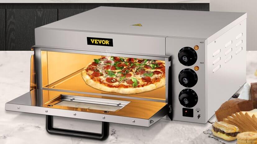 VEVOR Commercial Pizza Oven Countertop, 14 Single Deck Layer, 110V 1300W Stainless Steel Electric Pizza Oven with Stone and Shelf, Multipurpose