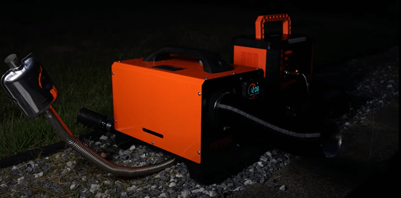 Heating a mobile workshop - all-in-one Chinese diesel heater by Vevor  powered by 300W power station 