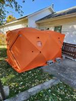 Skyshalo 8 Person Ice Fishing Shelter, Pop-Up Portable Insulated Ice Fishing Tent, Waterproof Oxford Fabric Orange, Size: 360