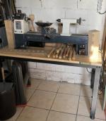 VEVOR Etabli Multifonction Garage Atelier 122x61x104 cm Table de Travail  Hauteur Réglable 79-104 cm, Plateau en Bois Chêne Cadre en Acier